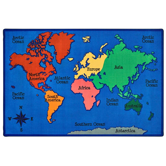 Carpets for Kids KID$Value PLUS World Map Carpet, Rectangle