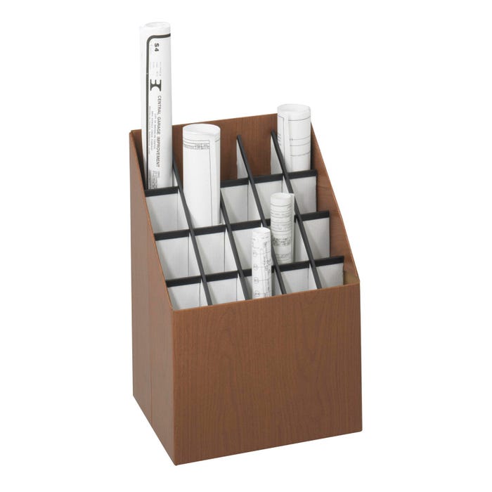 Safco Upright Roll 20 Compartment Storage File, 15 x 12 x 22 Inches, Walnut Woodgrain