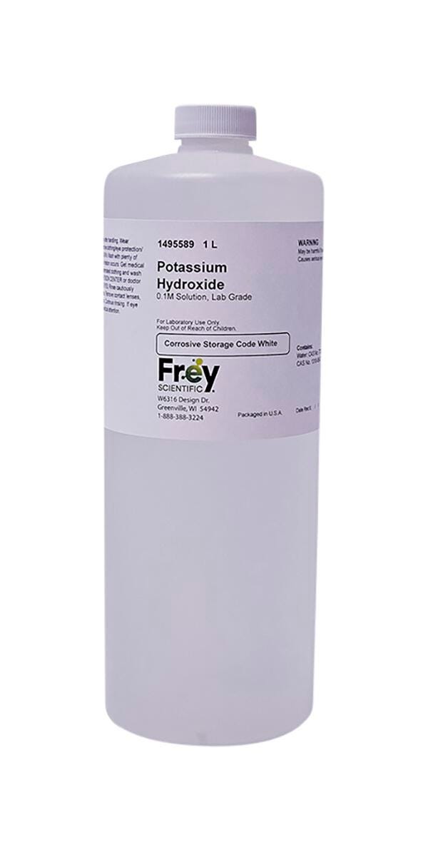 Frey Scientific Potassium Hydroxide, Clear, 0.1 M Aqueous Solution, Liquid, Lab Grade 1495589