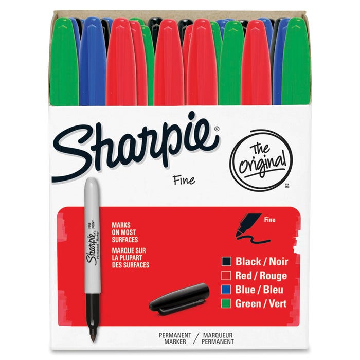 Sharpie Permanent Markers, Fine Point, Assorted Colors, Set of 36