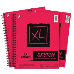 Canson XL Sketch Pad, Side Wire, 9 x 12 Inches, White, 100 Sheets, Pack of 3