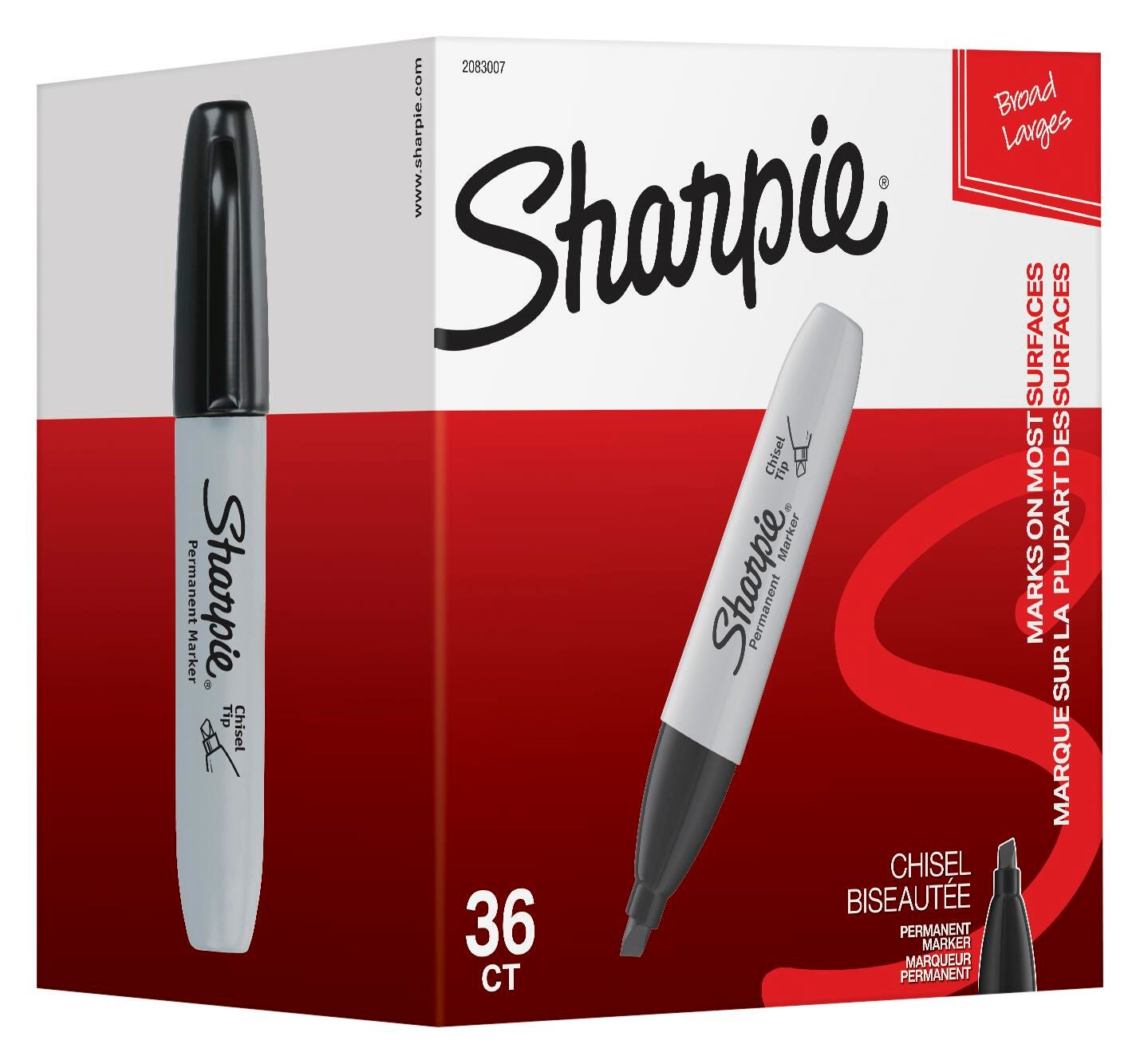 Sharpie Permanent Markers, Chisel Tip, Black, Pack of 36 2013719