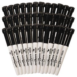 KleenSlate Dry Erase Marker with Eraser, Black, Pack of 36 1482508