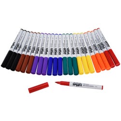 School Smart Dry Erase Pen Style Markers, Fine Tip, Assorted Colors, Pack of 24