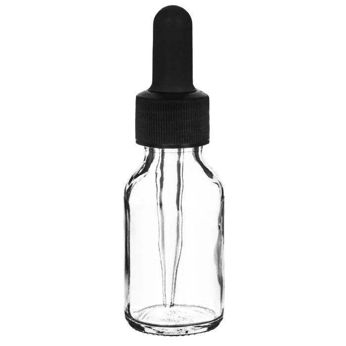 EISCO Dropper Soda Glass bottle with Screw Cap, 30mL Clear