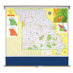 Nystrom Missouri Pull Down Roller Classroom Map, 64 x 50 Inches, Item Number 088632