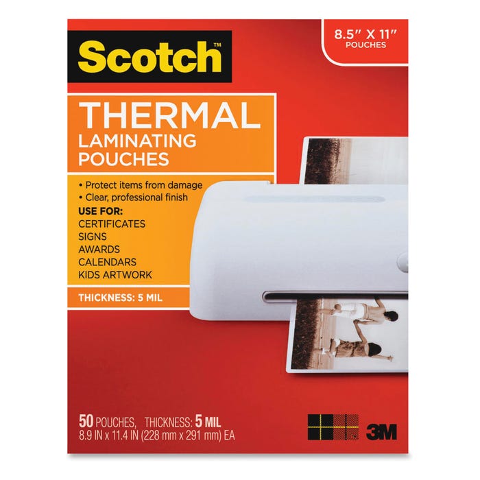 Scotch Thermal Laminating Pouch 8-9/10 x 11-1/3 In 50/Pk Clear