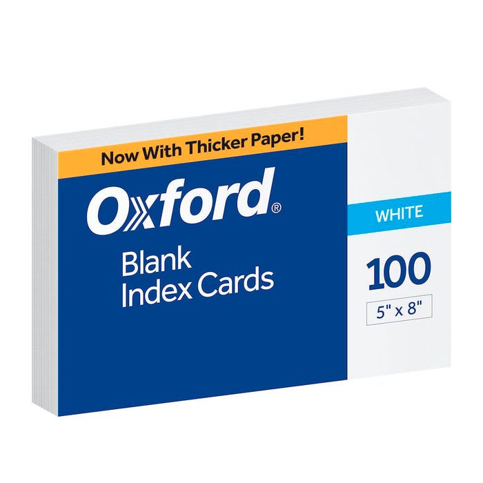Oxford Unruled Index Cards, 5 x 8 Inches, White, Pack of 100