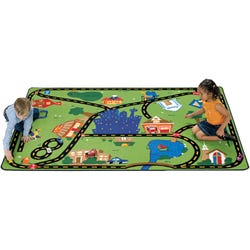 Carpets for Kids Cruising Around Town, 6 x 9 Feet, Rectangle, Green, Item Number 1514449