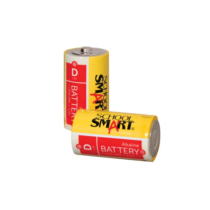 School Smart Alkaline Batteries, D, Pack of 2