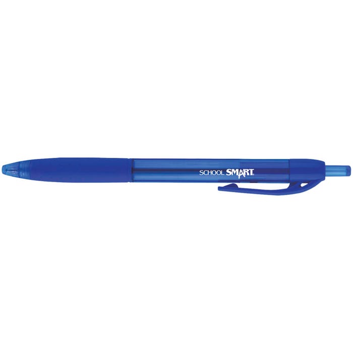 School Smart Retractable Hybrid Gel and Ink Pens, Blue, Pack of 12