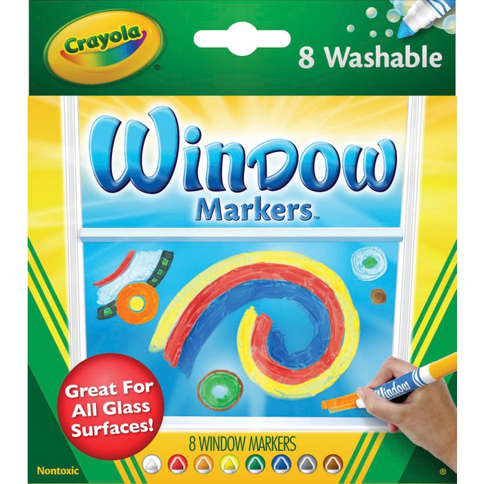 Crayola Washable Window Markers, Assorted Colors, Set of 8
