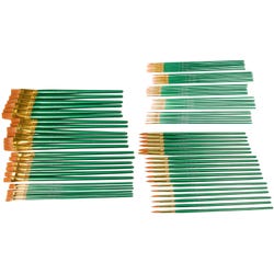 Image for Sax Optimum Golden Synthetic Taklon Paint Brushes with Long Handles, Assorted Sizes, Set of 72 from School Specialty