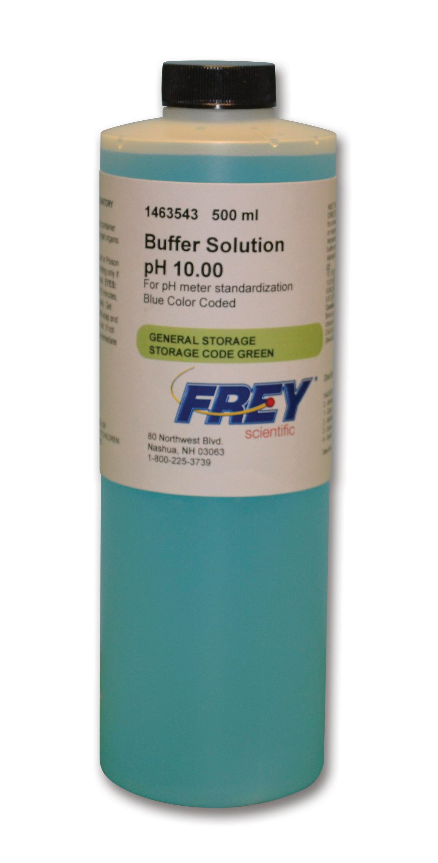 Frey Scientific Buffer Solution, pH 10.0, Blue, 500 mL, Item Number 1463543