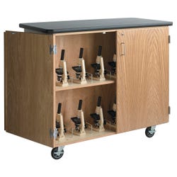 Diversified Spaces Mobile Microscope Storage Cabinet, 48 x 24 x 40-3/4 Inches, Oak 676581