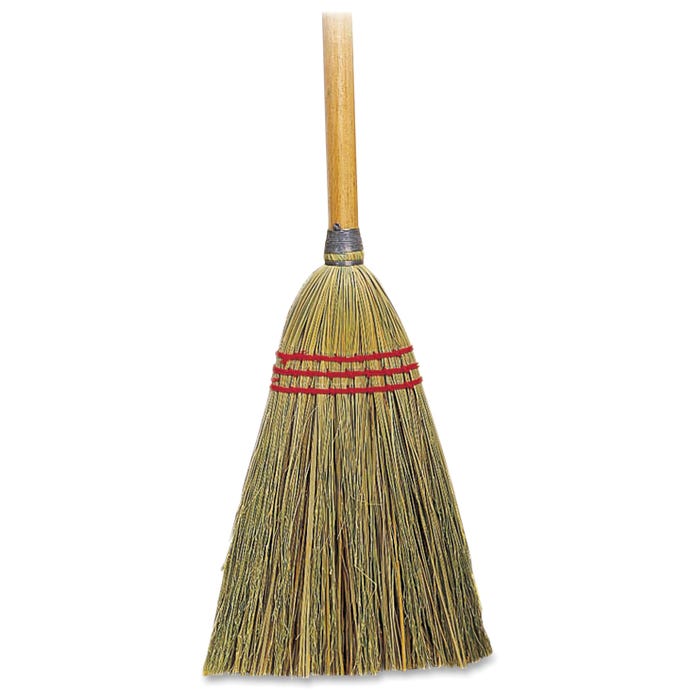 Genuine Joe Lobby Broom, Corn Fibers, 34 Inch Handle, Pack of 12