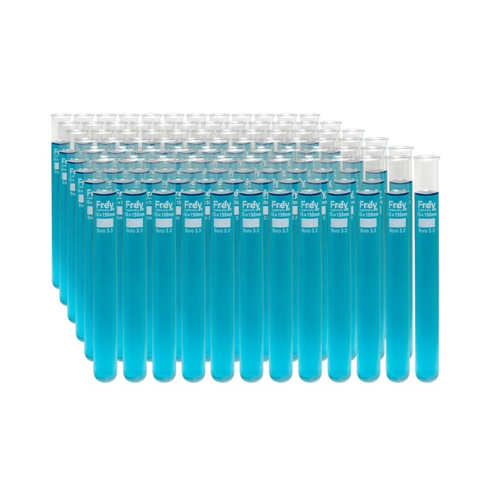 Frey Scientific Borosilicate Glass Test Tubes, 16 x 150 mm, 20 mL, Pack of 72