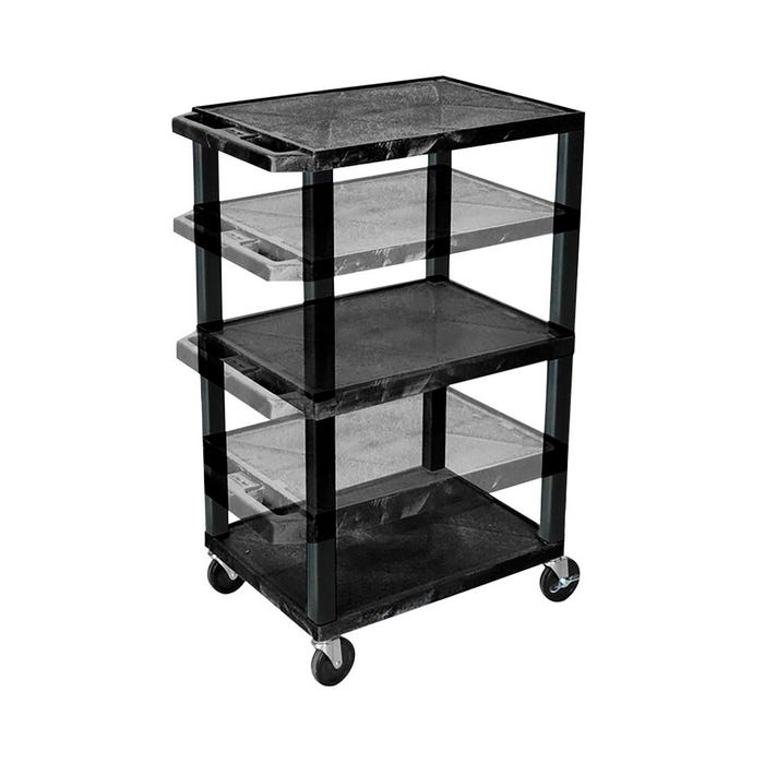 Luxor Multi-Height AV Cart, 3 Shelves, 24 x 18 x 16 to 42 Inches, Black