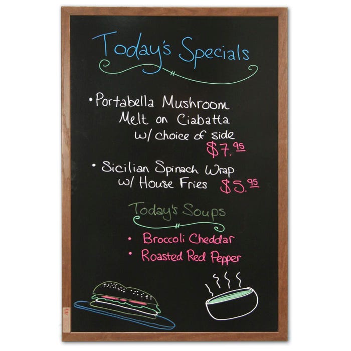 United Visual Products Non-Magnetic Durable Dry Erase Board, 24 in H X 36 in L, Oak Frame, Melamine, Black