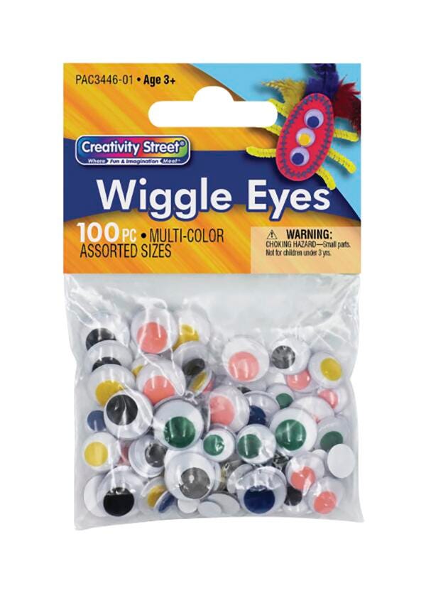 Creativity Street Round Wiggle Eyes, Assorted Colors on White, Set of 100, Item Number 085842