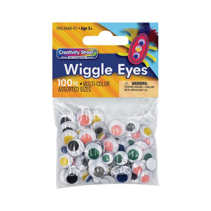 Creativity Street Round Wiggle Eyes, Assorted Size, Assorted Colors, Set of 100