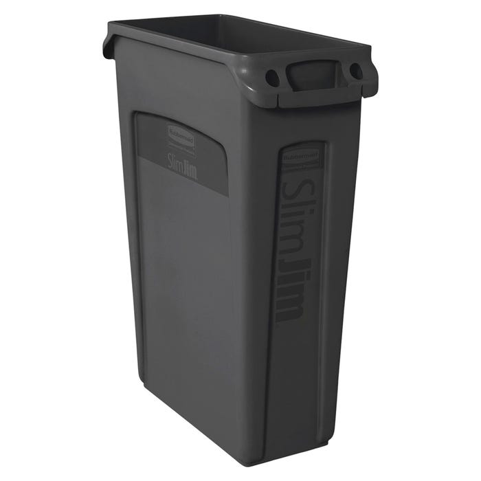 Rubbermaid Slim Jim Waste Container with Venting Channel, 23 Gallon, Black