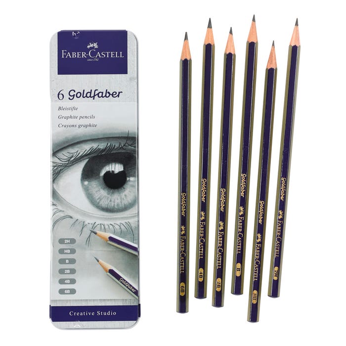 Faber-Castell Creative Studio Goldfaber Graphite Sketching Pencils, Assorted Hardness, Set of 6