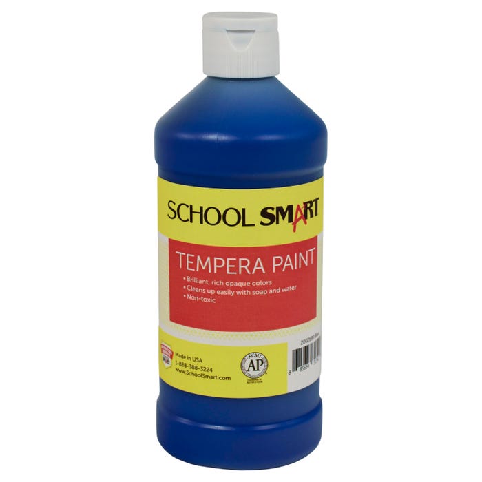 School Smart Tempera Paint, Blue, 1 Pint Bottle