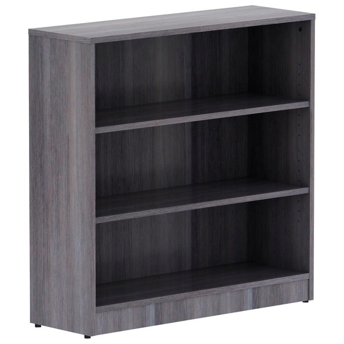 Lorell Weathered Charcoal Laminate Bookcase, 3 Shelves, 36 x 12 x 36 Inches