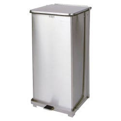 Rubbermaid Commercial Defenders Square Step Waste Can, 13 Gallon, Stainless Steel