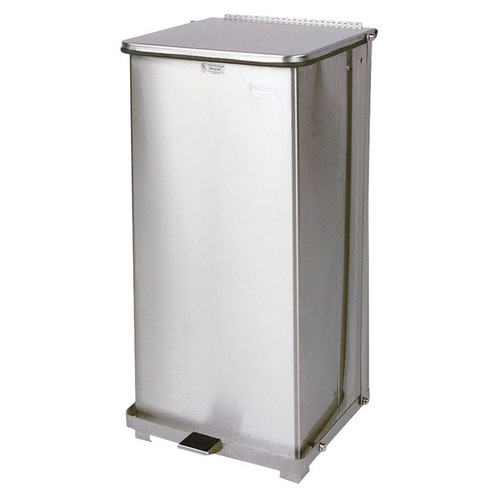 Rubbermaid Commercial Defenders Square Step Waste Can, 13 Gallon, Stainless Steel