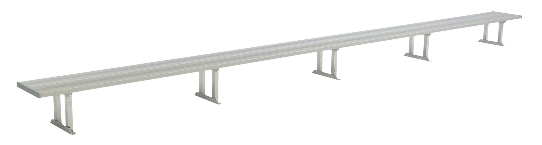 National Recreational Systems Aluminum Portable Double wide Bench without Backrest, Square Tube and Angle Leg, 24 Feet, Item Number 2107350