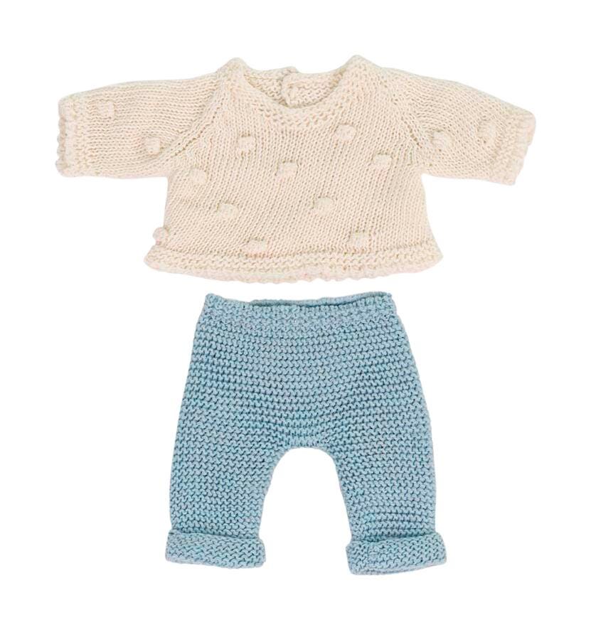 Miniland Clothes for Newborn Baby Doll, Knitted Sweater and Trousers, 8-1/4 Inch 2151623