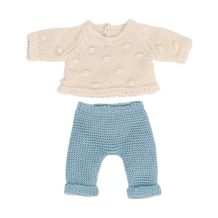Miniland Clothes for Newborn Baby Doll, Knitted Sweater and Trousers, 8-1/4 Inches