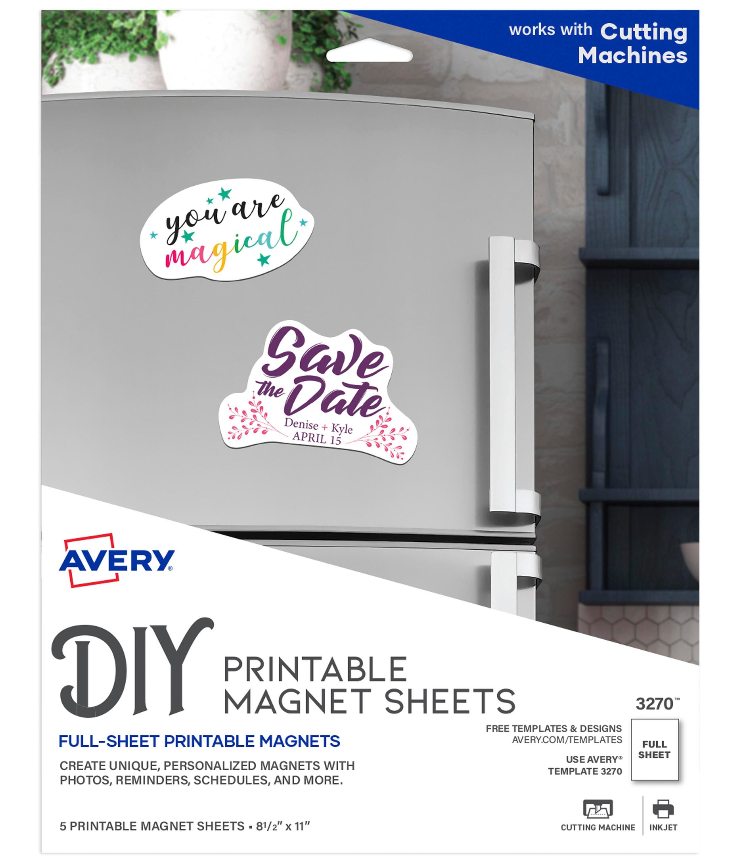 Avery Printable Magnet Sheets For Inkjet Printers, 8-1/2 x 11 Inches, Pack of 5 1438496