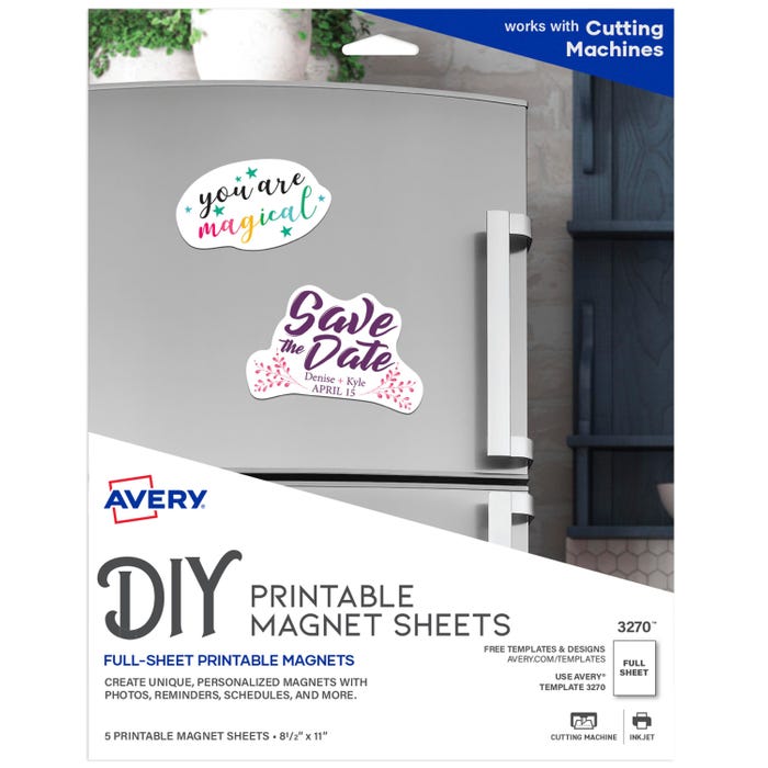 Avery Printable Magnet Sheets For Inkjet Printers, 8-1/2 x 11 Inches, Pack of 5