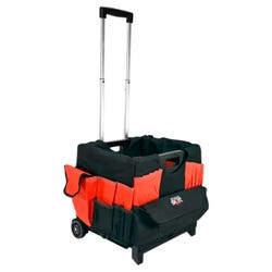 School Smart Folding Storage Cart with Caddy Organizer, Medium, 13-7/8 x 11 x 12 Inches, Black/Red 086494