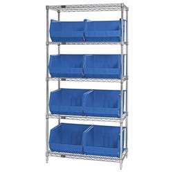 Quantum 5-Shelf Steel Storage Shelf Unit with 8 Bins, 36 x 18 x 74 Inches 4000945