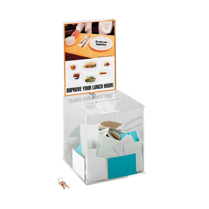 Safco Acrylic Large Sized Collection Box with Keys, 9-1/4 x 9-1/4 x 21 Inches, Clear