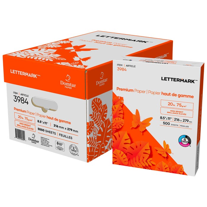 Lettermark Premium Copy Paper, 8-1/2 x 11 Inches, White, 20 lb, 5000 Sheets