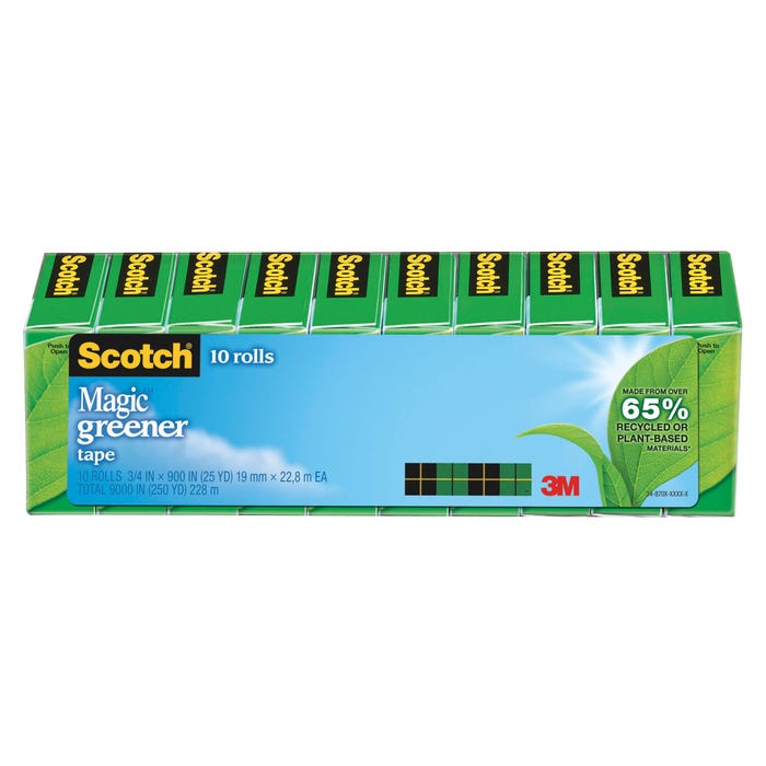 Scotch 812 Magic Greener Tape, 0.75 x 900 Inches, Matte, Pack of 10