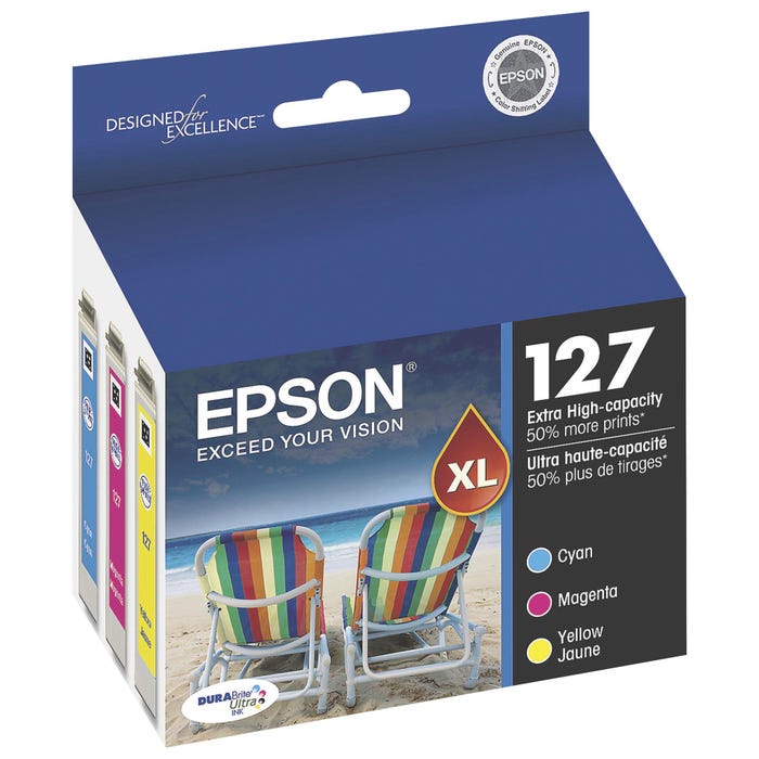 Epson DURABrite Ultra 127 Ink Cartridge, 765 Page Yield, Tri-Color, Pack of 3