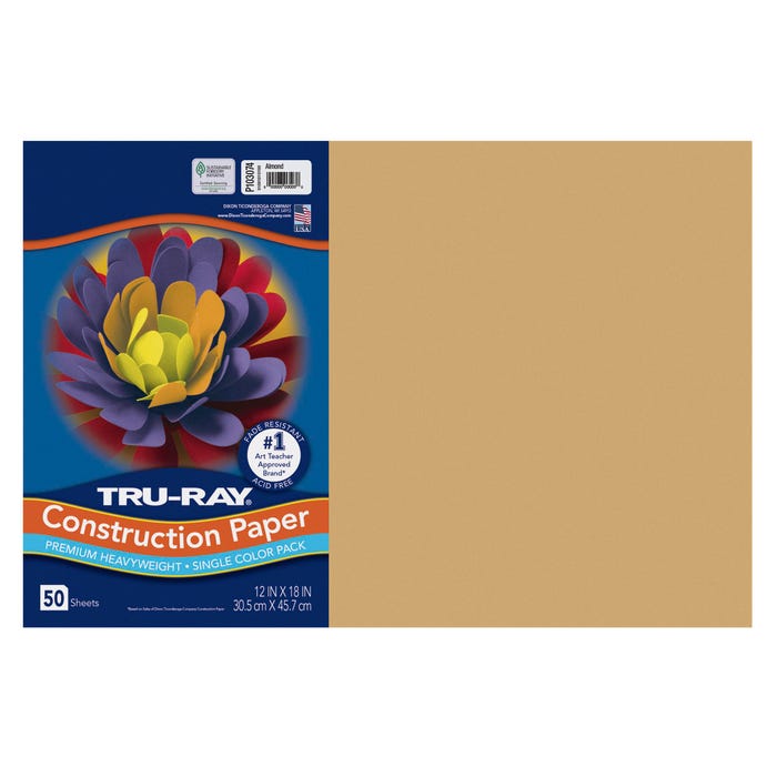 Tru-Ray Construction Paper, Almond, 12 x 18 Inches, 50 Sheets