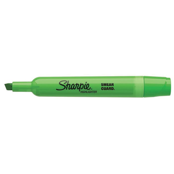 Sharpie Tank Style Highlighters, Chisel Tip, Fluorescent Green, Pack of 12