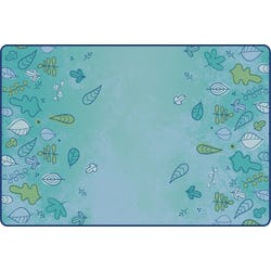 Carpets for Kids KIDSoft Falling Leaves Border Carpet, 4 x 6 Feet, Rectangle, Blue, Item Number 2102590