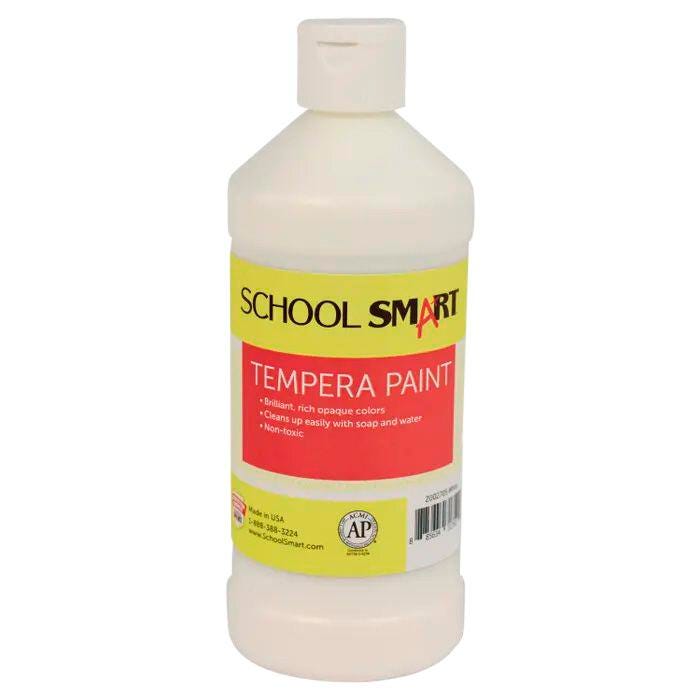 School Smart Tempera Paint, White, 1 Pint Bottle