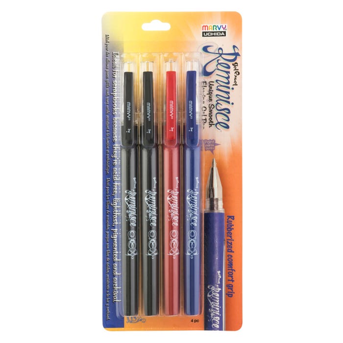 Marvy Gel Excel Reminisce Pens, Assorted Classic Colors, Set of 4