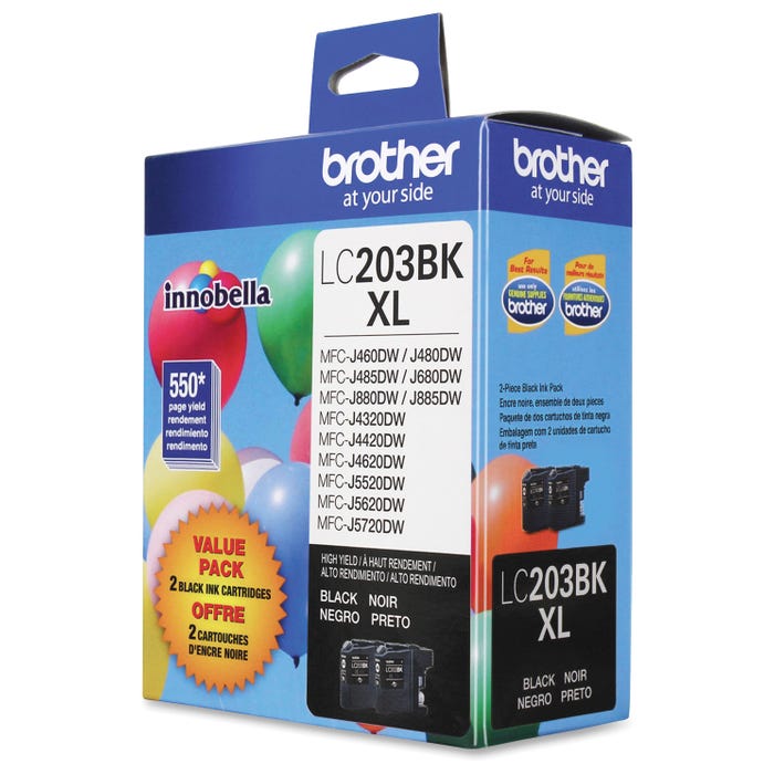 Brother LC2032PKS Ink Toner Cartridge, Black, Pack of 2