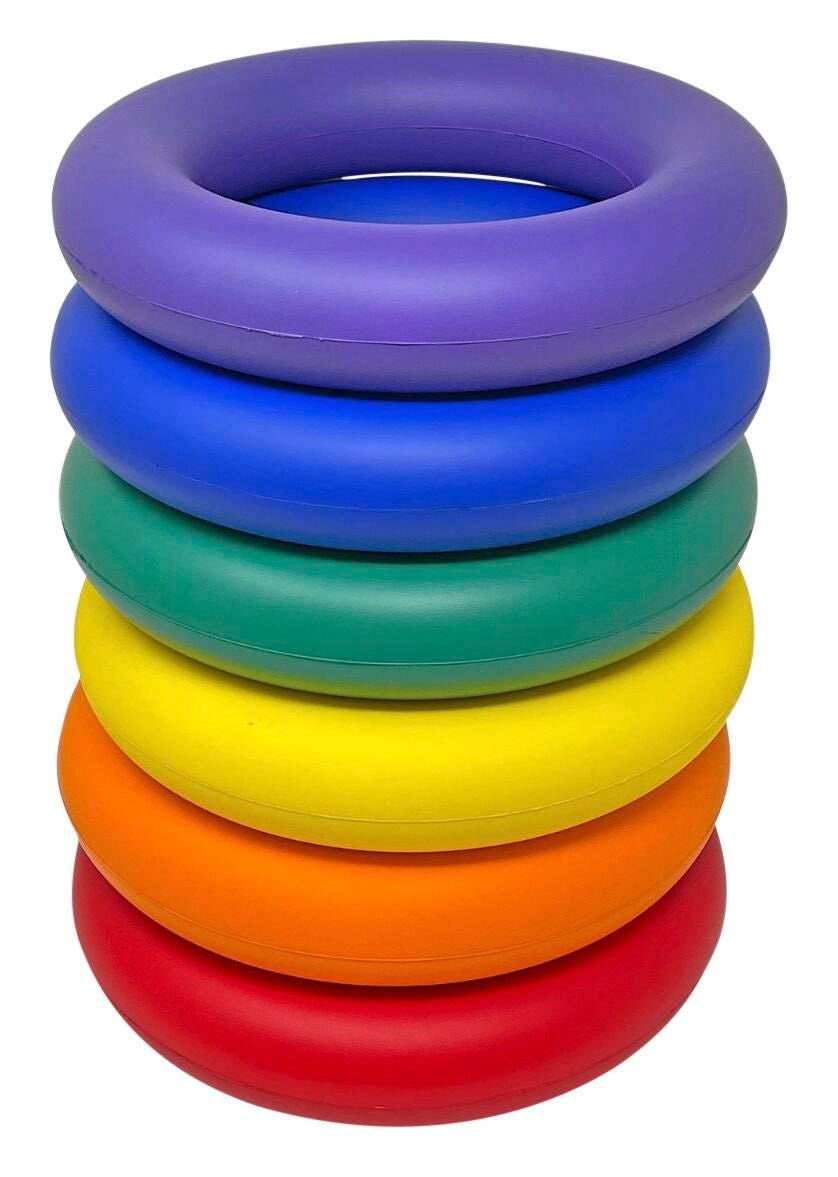 FlagHouse BIGGIE FOAM DEK Rings, Coated Foam, Assorted Colors, Set of 6 2119959