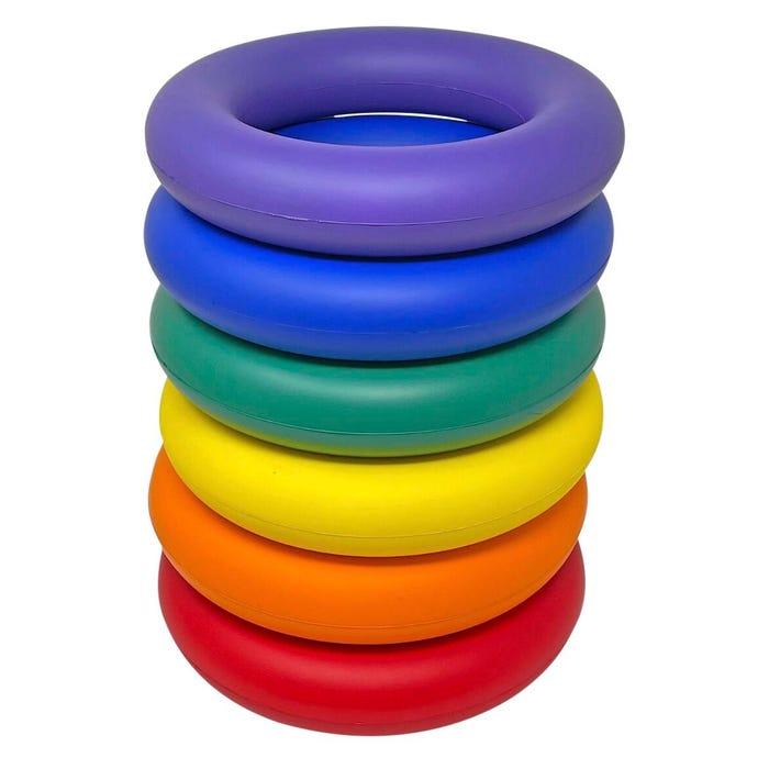 Sportime BIGGIE FOAM DEK Rings, Coated Foam, Assorted Colors, Set of 6